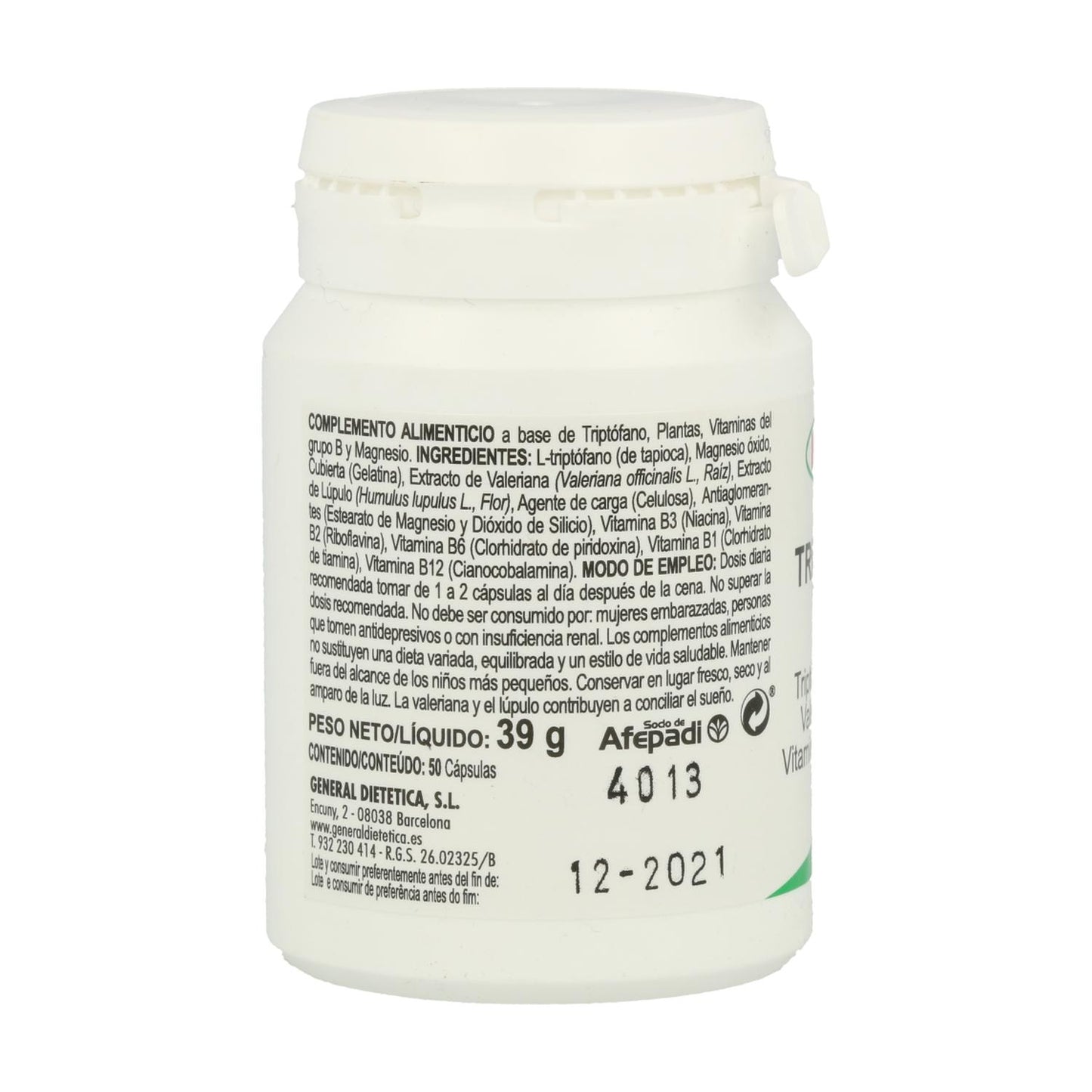 Triptofano Plus com Magnésio, Valeriana e Vitaminas B Integralia, 50 cápsulas