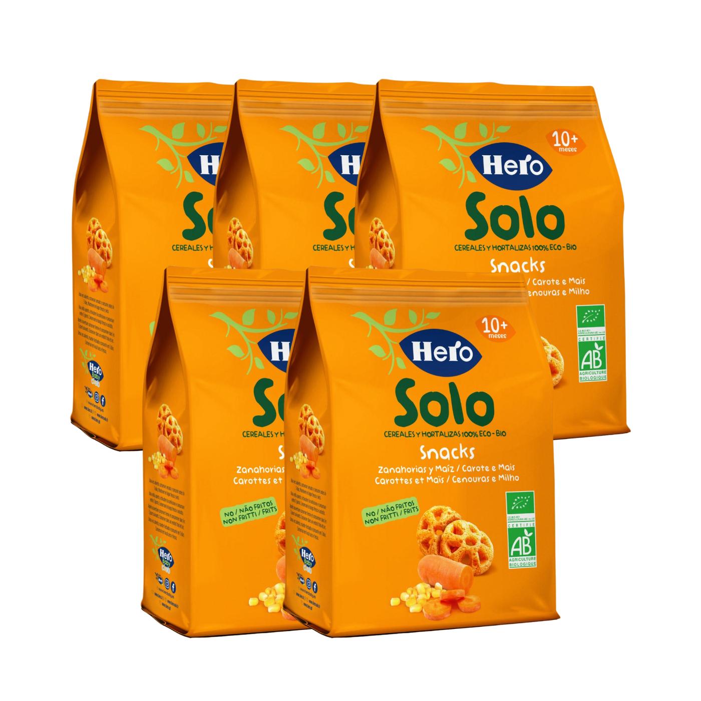 Pack x5 Snacks de Cenoura e Milho Biológicos 40 g - Hero Solo