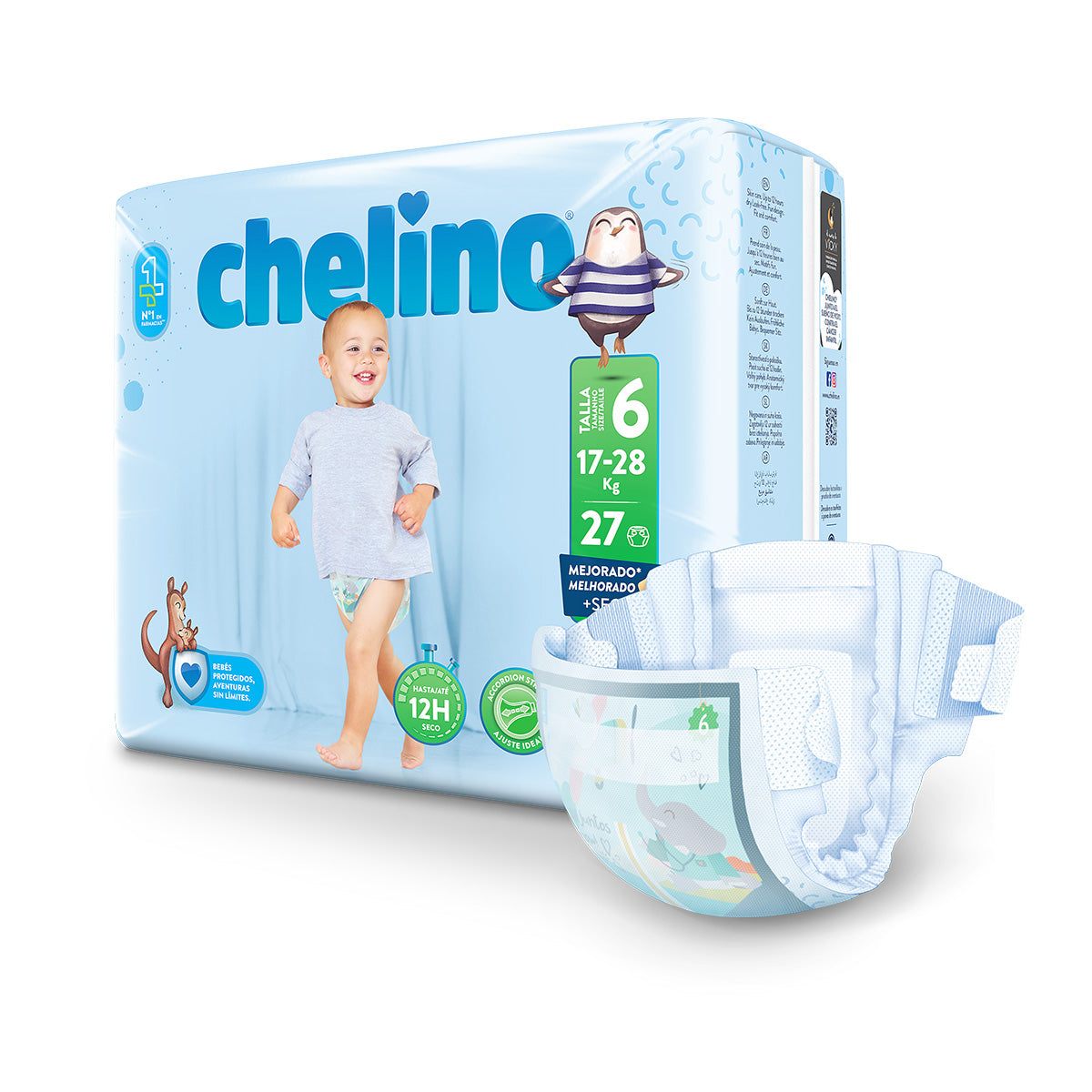 FRALDA CHELINO T6 Júnior (17-28Kg) 27 unidades
