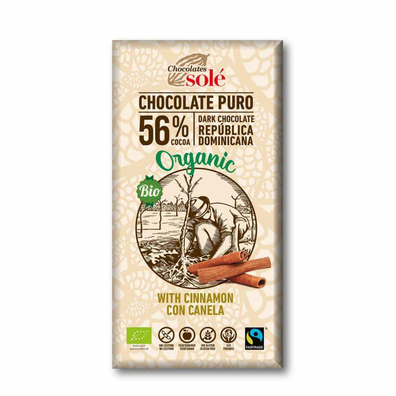 Solé Chocolate Biológico 56% Canela 100g
