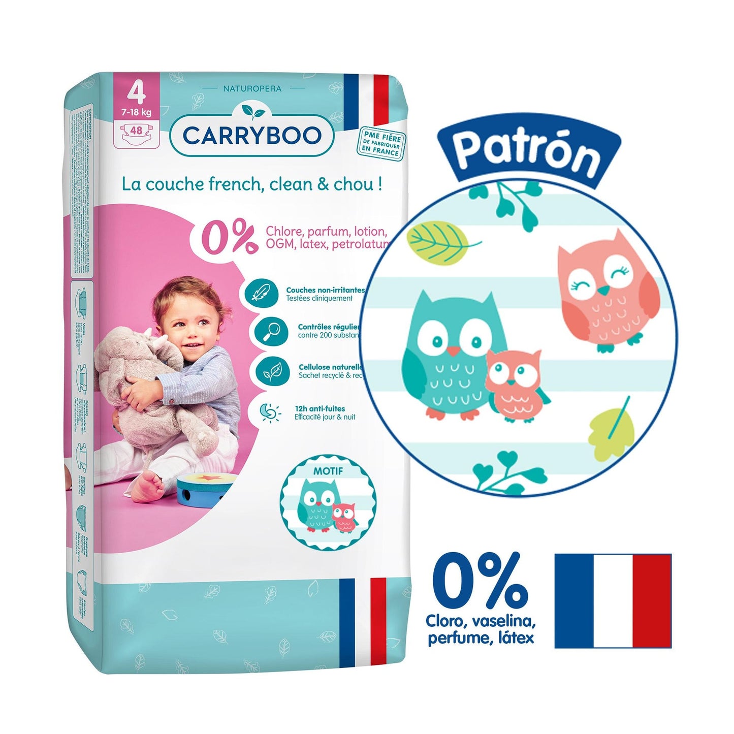 CARRYBOO - Fraldas Ecológicas T4 (7-18kg) - Fraldas Jumbo 48
