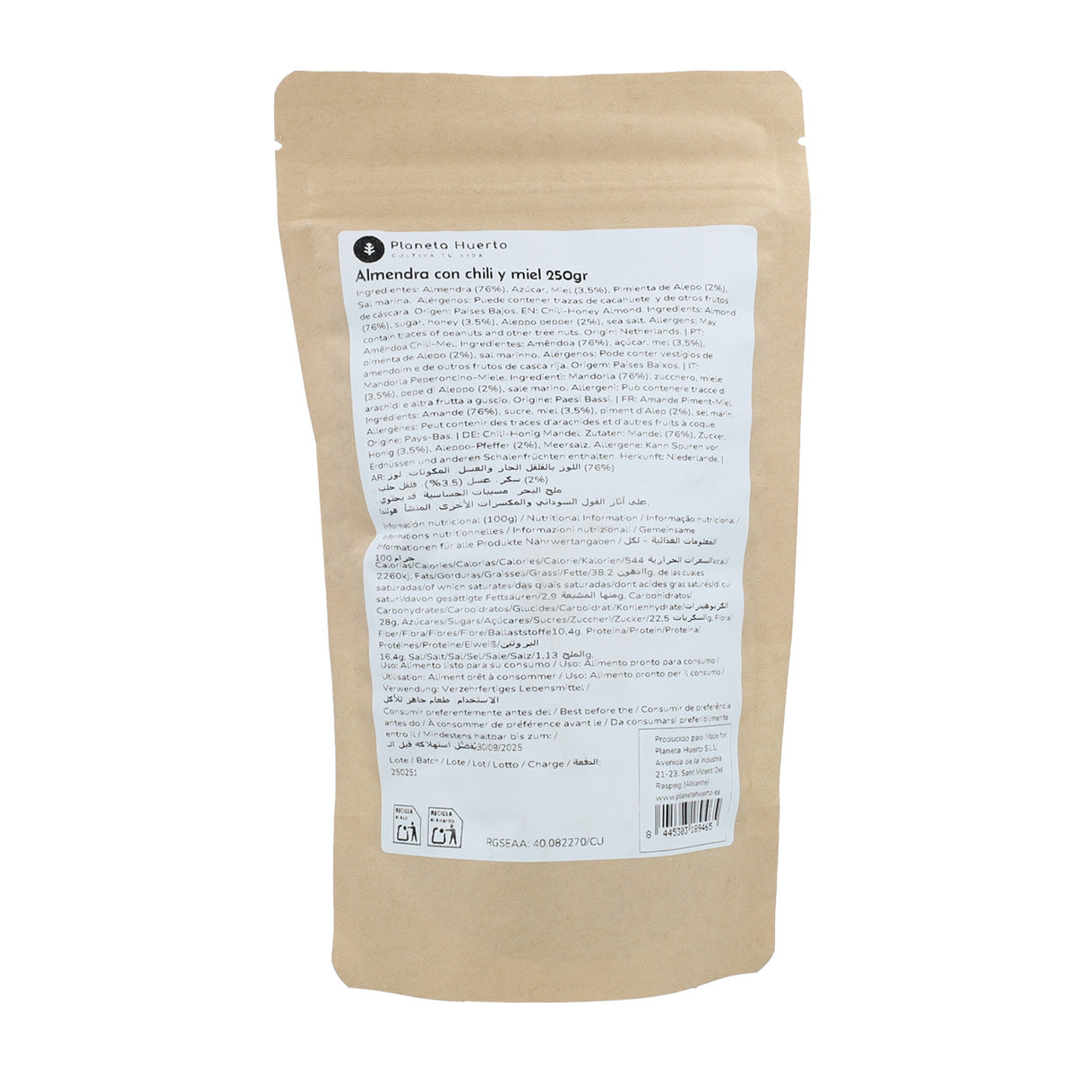 Amêndoas com pimenta e mel Planeta Huerto 250 g