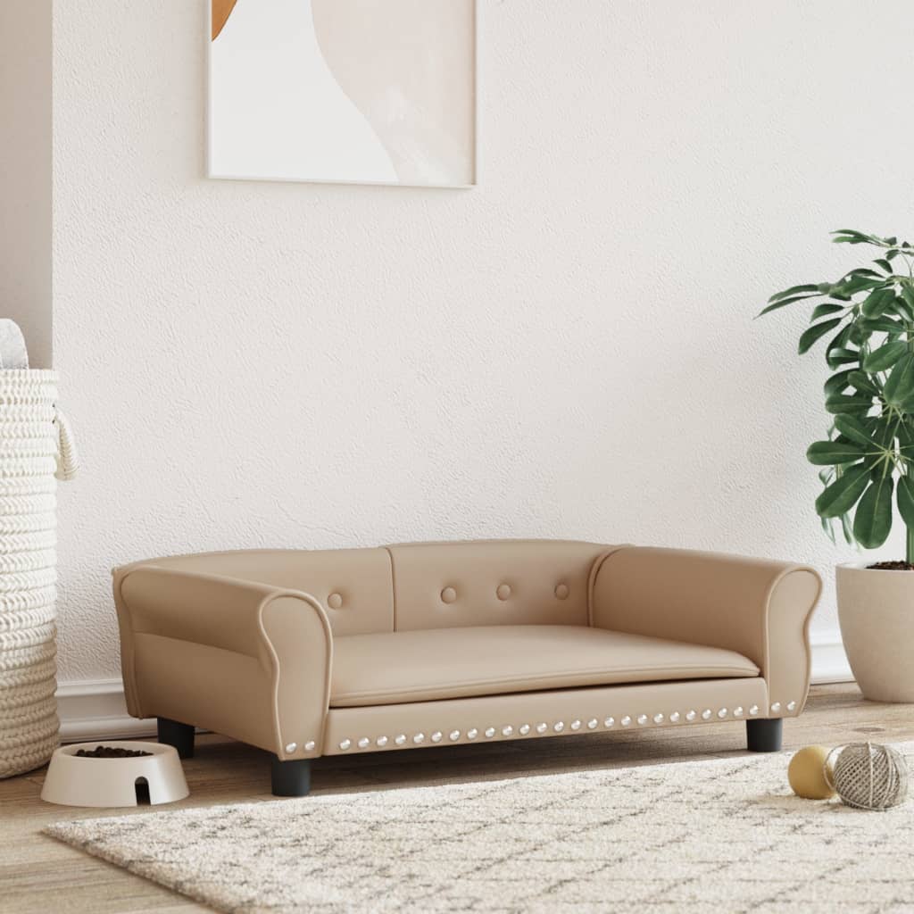 Cama Para Perros De Cuero Sintético Color Capuchino 95x55x30 Cm / Vetonek_5