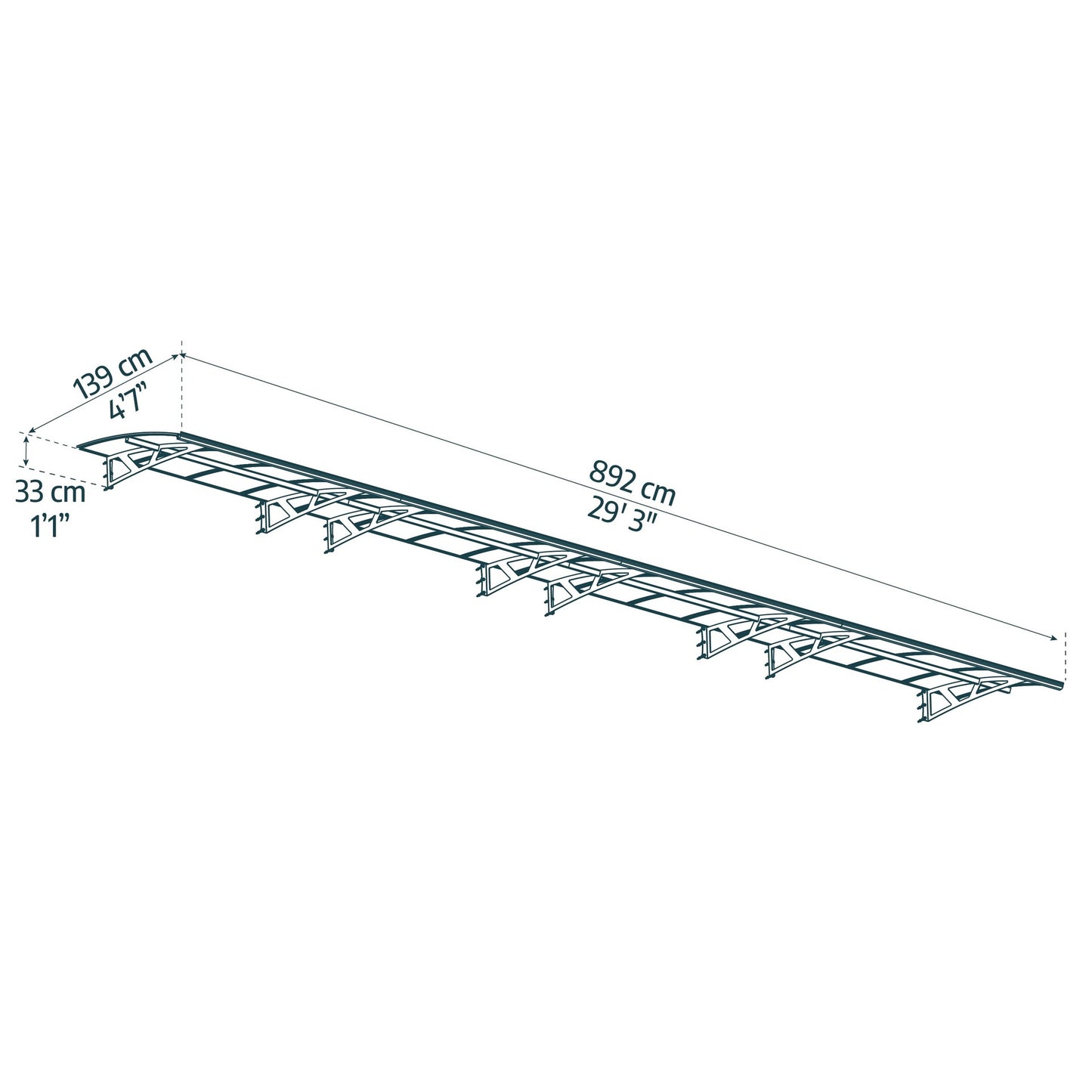 Marquise de porta Amesterdão 892x140 cm