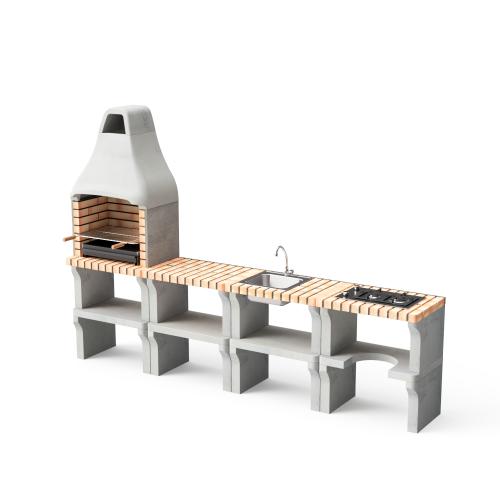 Cozinha exterior com churrasqueira New Iberia XL Plus Movelar