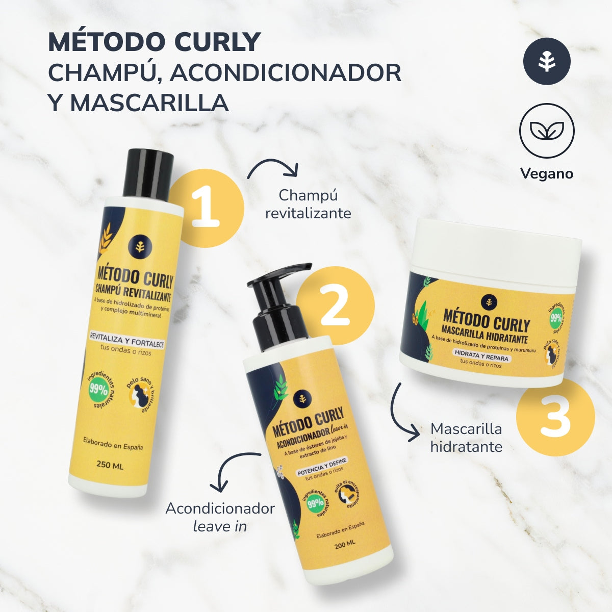 Pacote Método Cacho: champô, máscara e leave-in Planeta Huerto