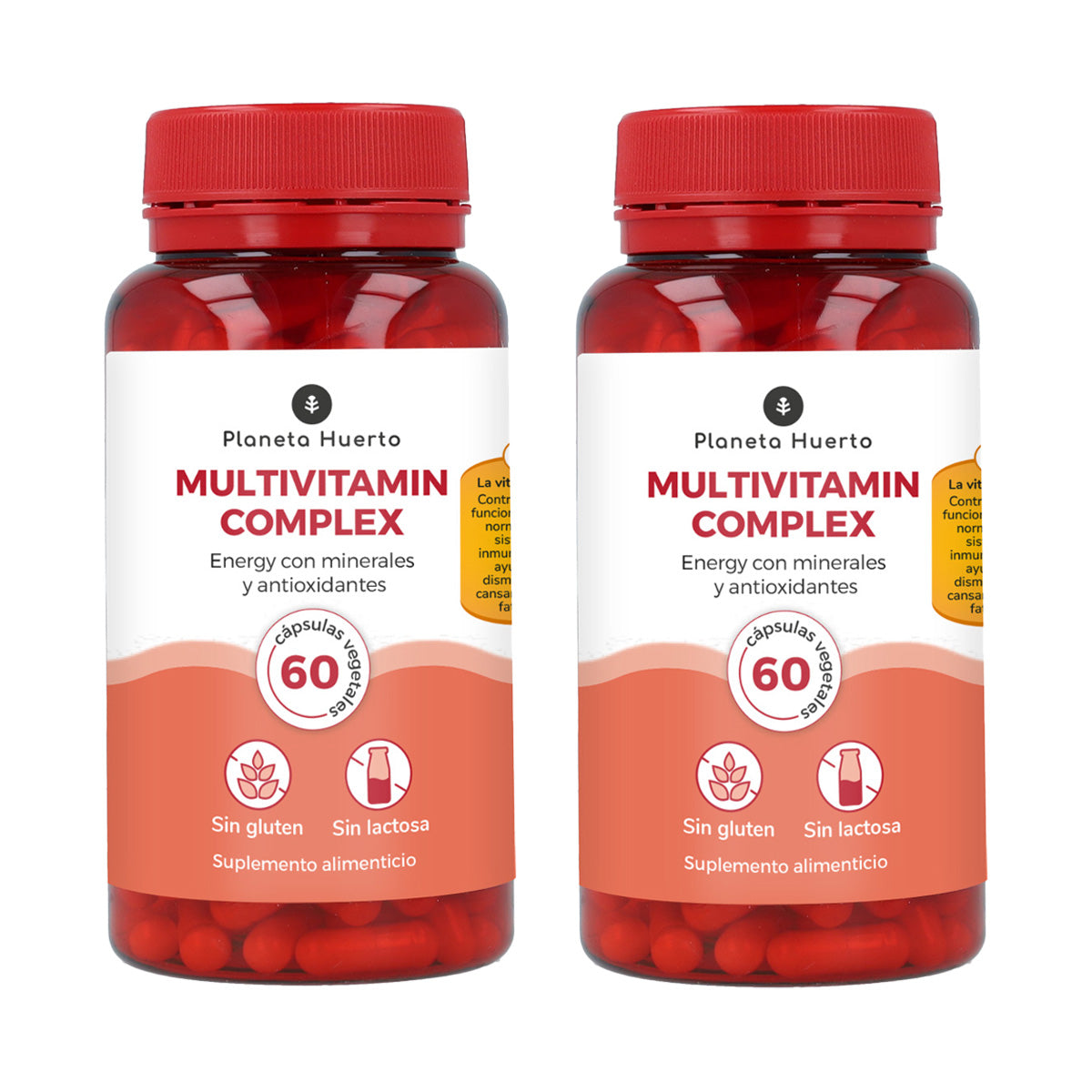 Embalagem 2x Complexo Multivitamínico Planeta Huerto 60 cápsulas