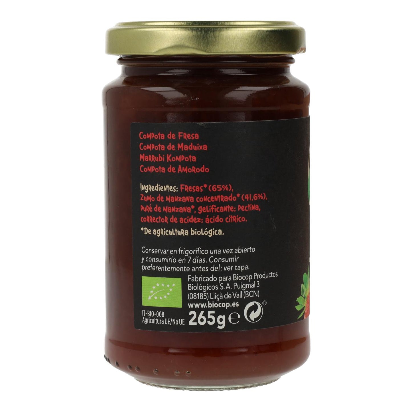 Biocop Compota de Morango Biológica 265g