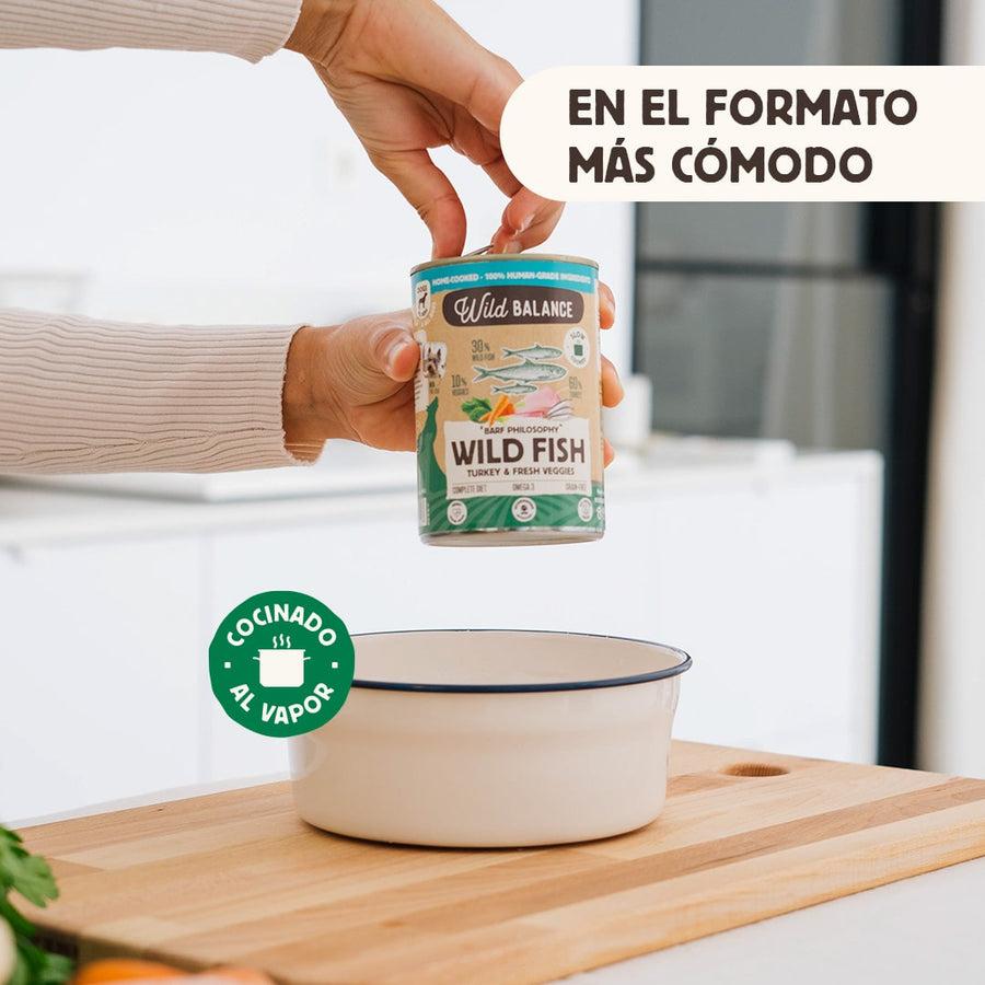 Wild Balance BARF Comida enlatada para cães com peixe e peru 6x400g