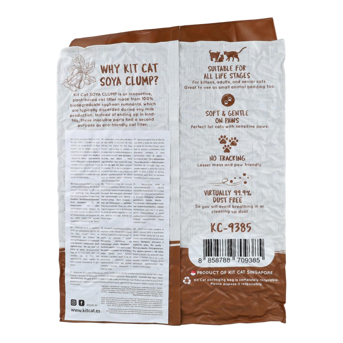 Kit de areia para gatos Eco SoyaClump - Areia para gatos Coffee 7 L