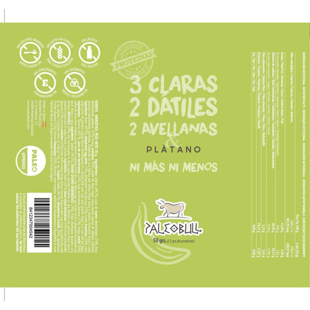Barra Energética PaleoBull de Tâmaras, Avelãs e Banana, 50g