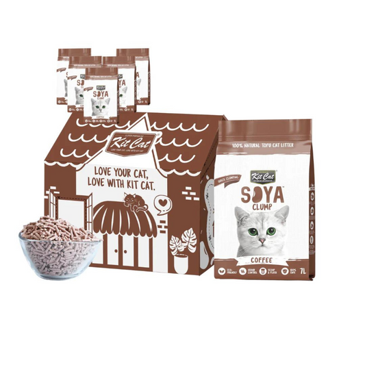 Pack de 6 Kit Cat Arena Eco SoyaClump - Areia para gatos Coffee 7 L