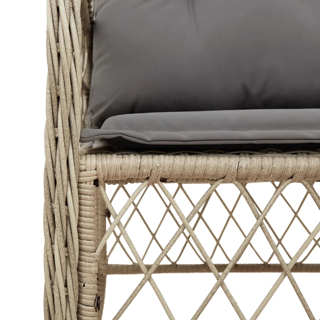 Sillas Y Mesita De Jardín 3 Piezas Ratán Sintético Cojín Beige / Vetonek_5