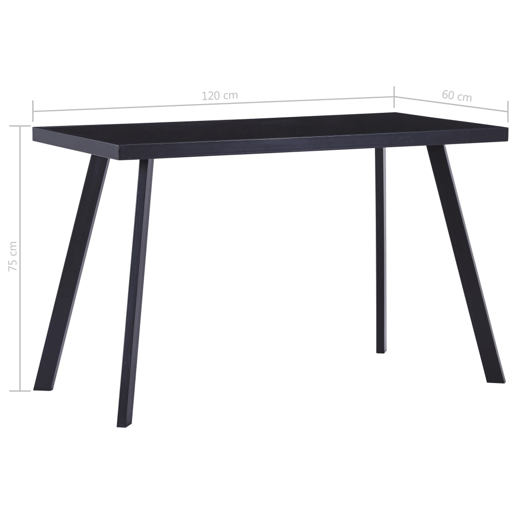 Mesa De Comedor De Vidrio Templado Negro 120x60x75 Cm_3