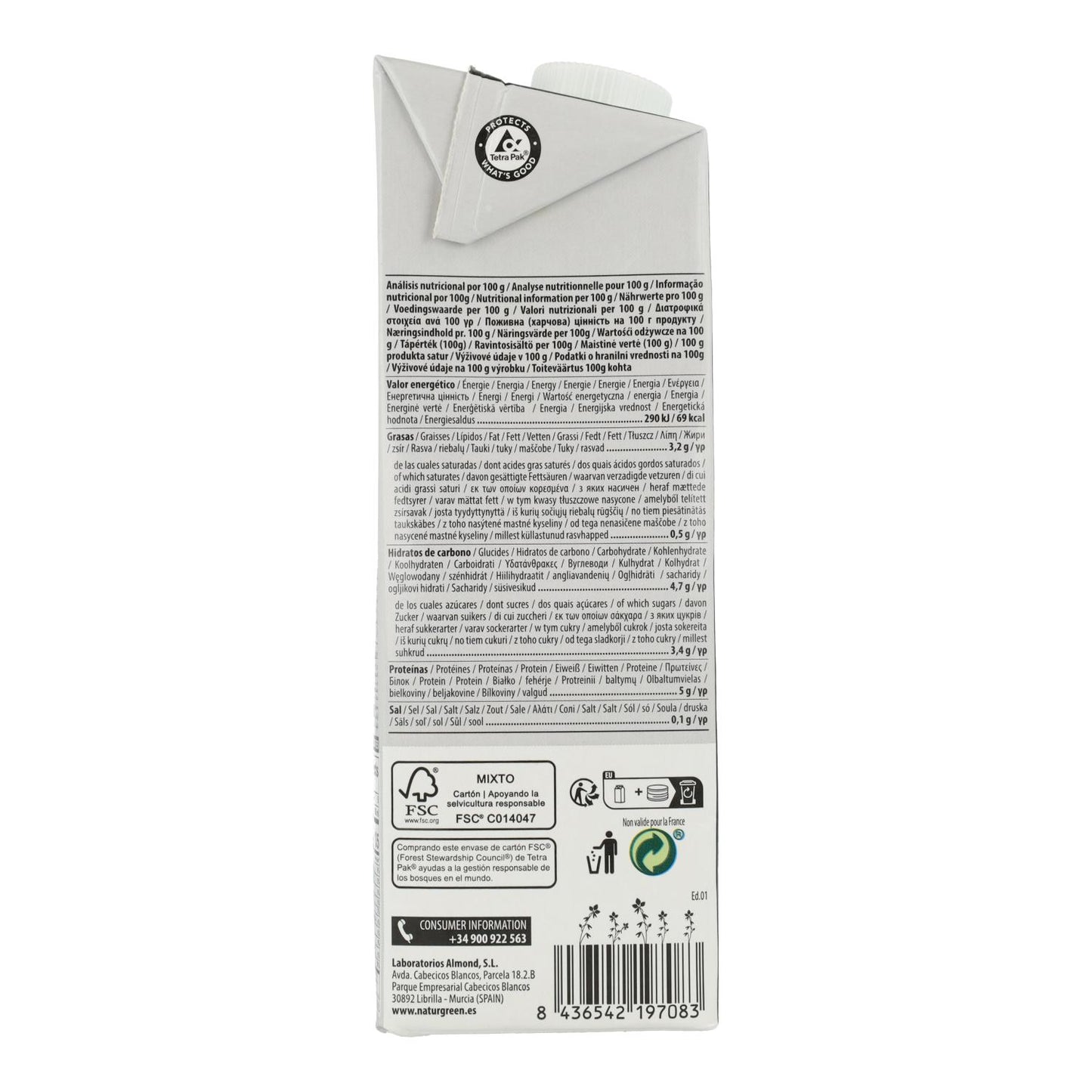 Bebida Vegetal de Proteína de Soja Biológica NaturGreen 1 L