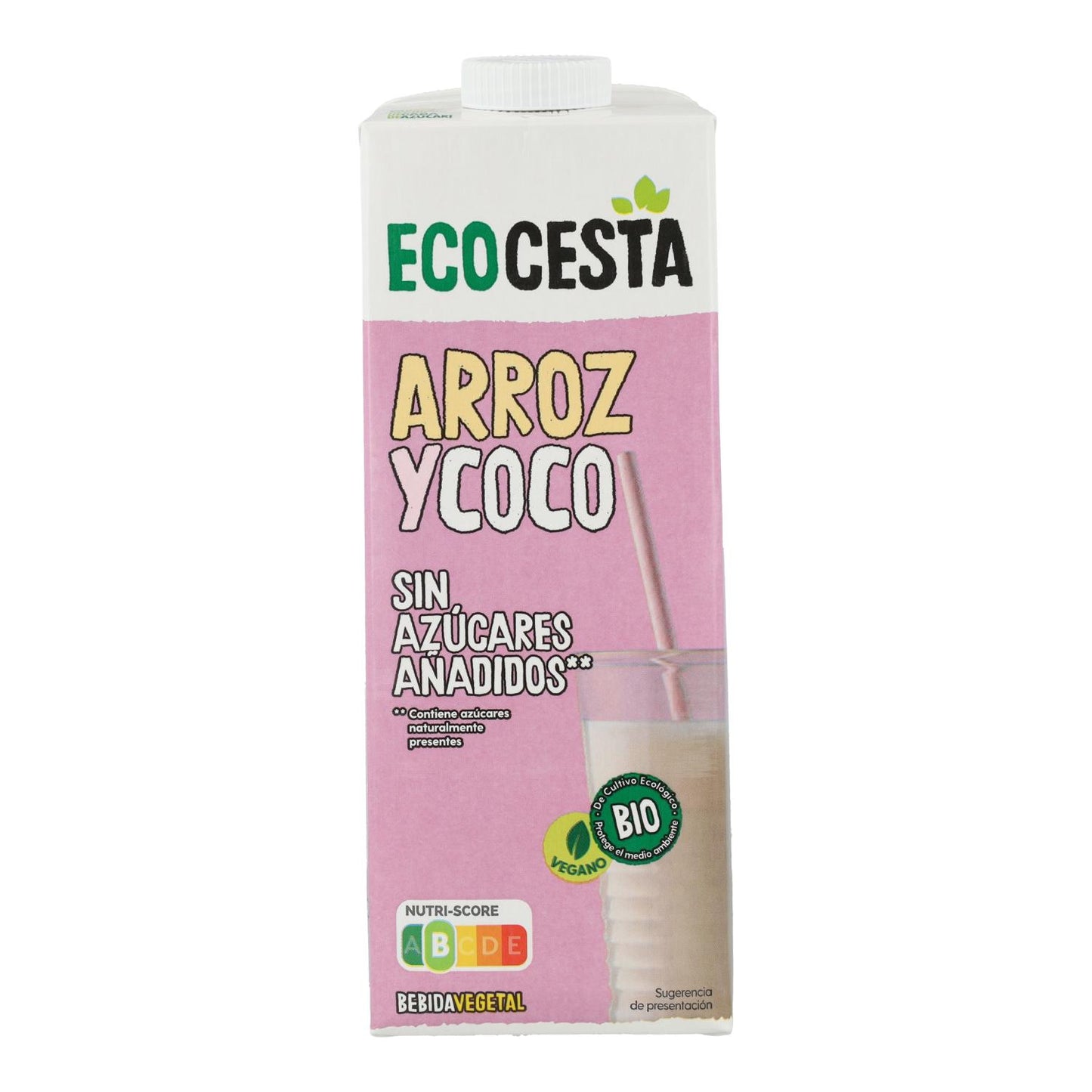 Pack de 6 Bebidas Vegetais Biológicas de Arroz e Coco sem adição de açúcar, Ecocesta, 1L