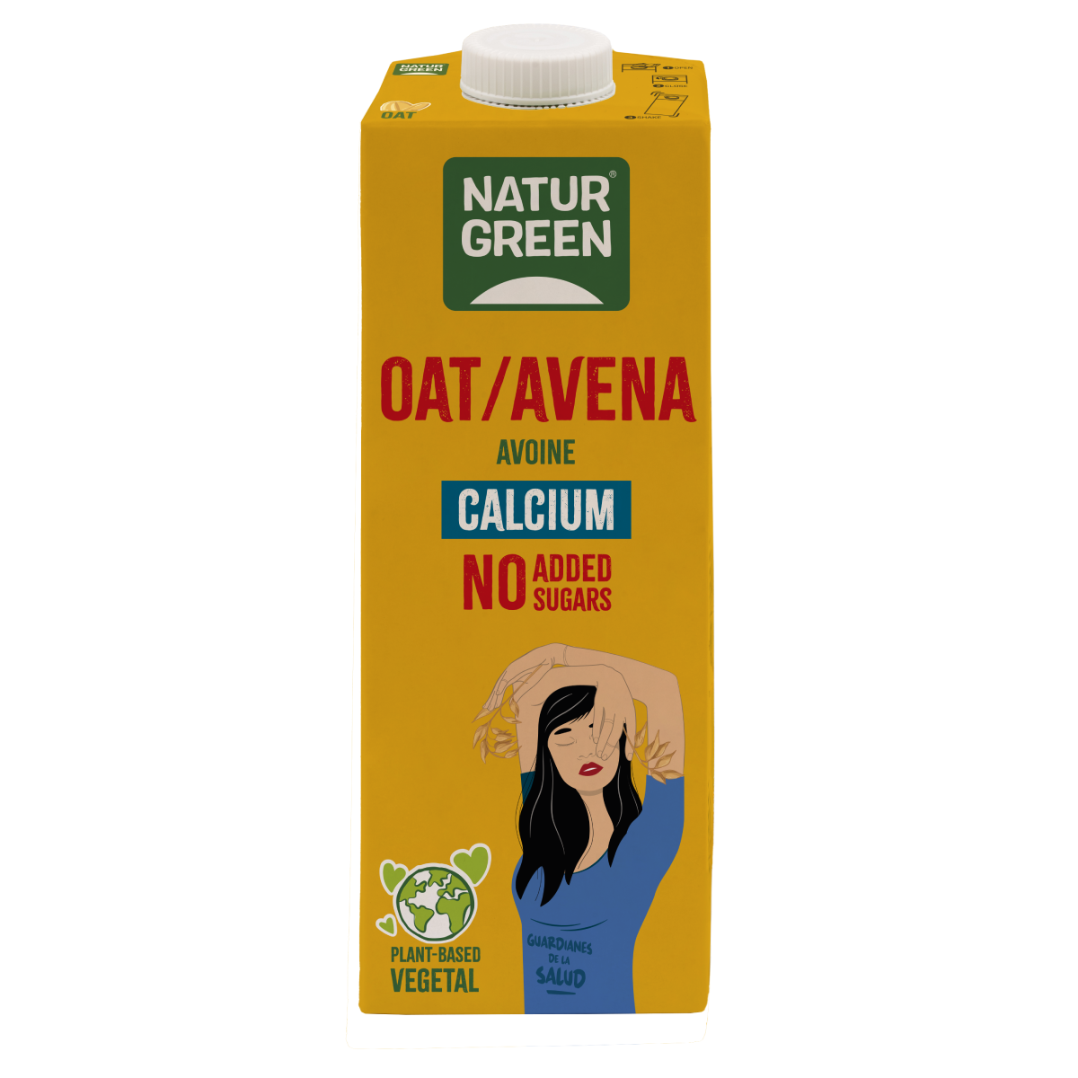 Pack de 6 Bebidas de Aveia Naturgreen com Cálcio sem adição de açúcares, 1 litro