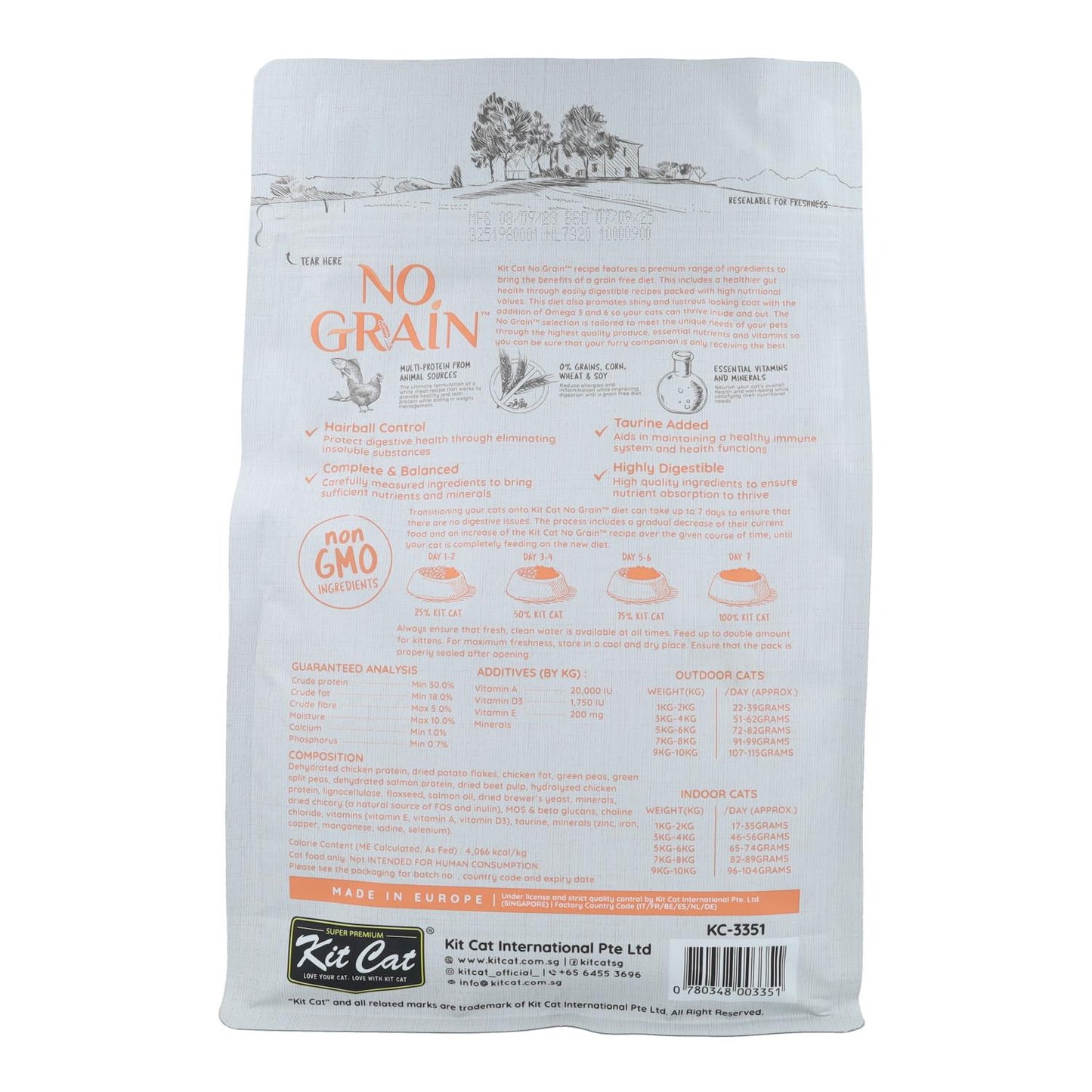 Kit Cat Ração Sem Grão para Gatos - Frango e Salmão 1 Kg Alimento natural para gatos