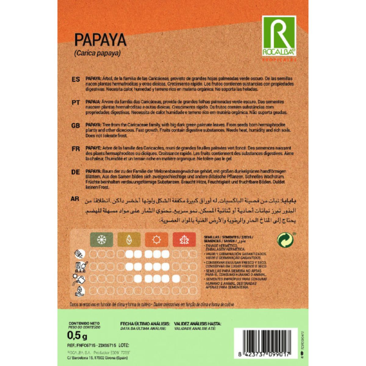 Sementes de papaia Carica papaya