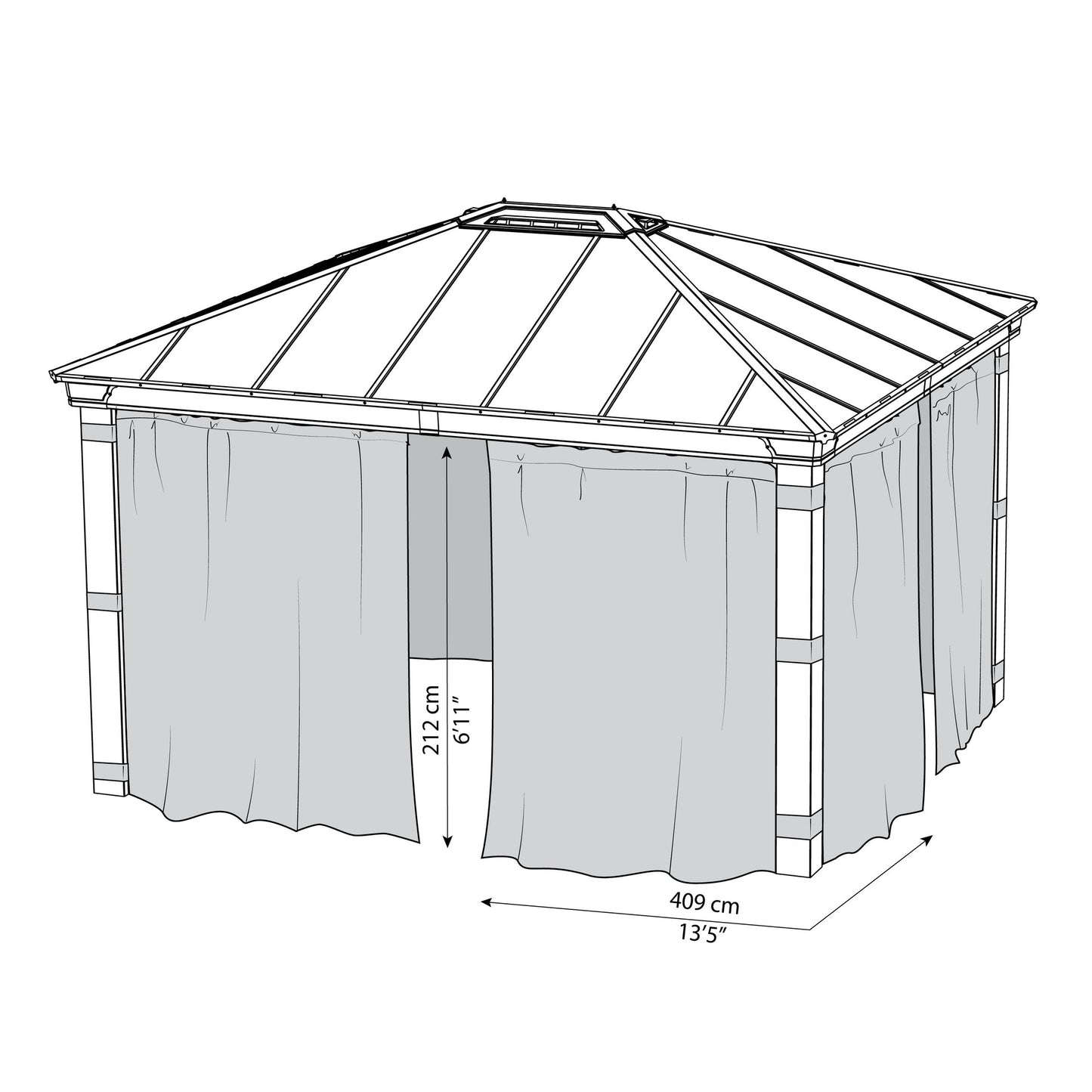 Conjunto de cortinas para gazebo Dallas 360x422 cm