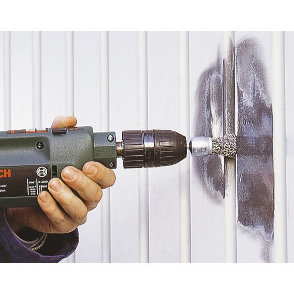 Escova de arame para berbequim com haste hexagonal de 1/4" (6,35 mm)