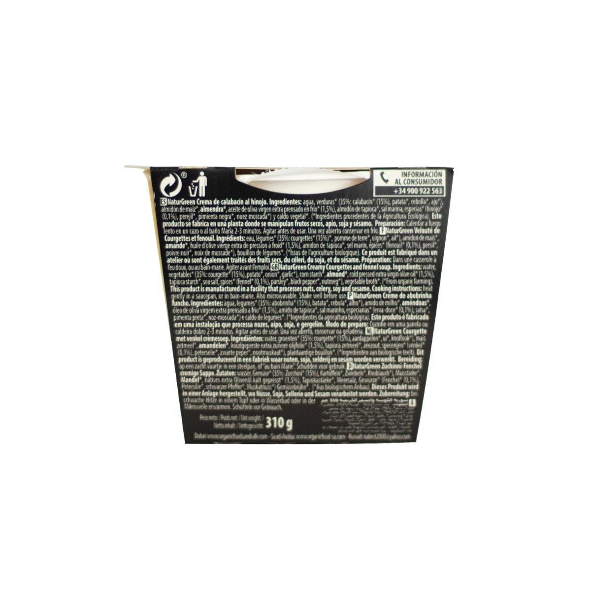 Creme de Courgette e Funcho Naturgreen, 310 gr