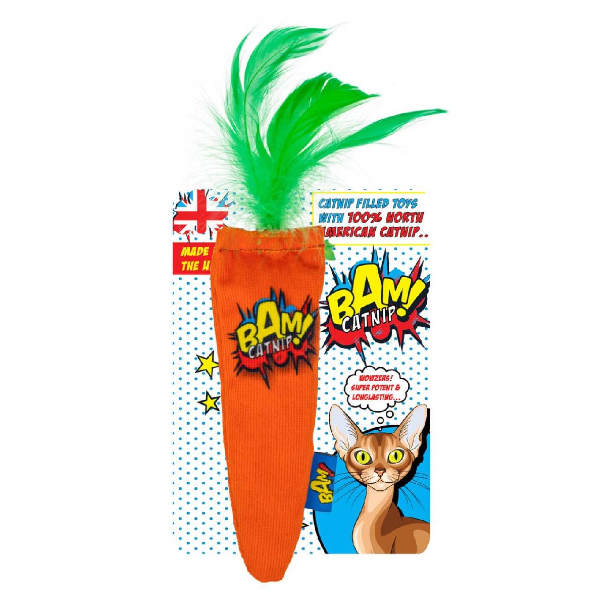 Brinquedo para gatos feito de cenoura e catnip BAM!