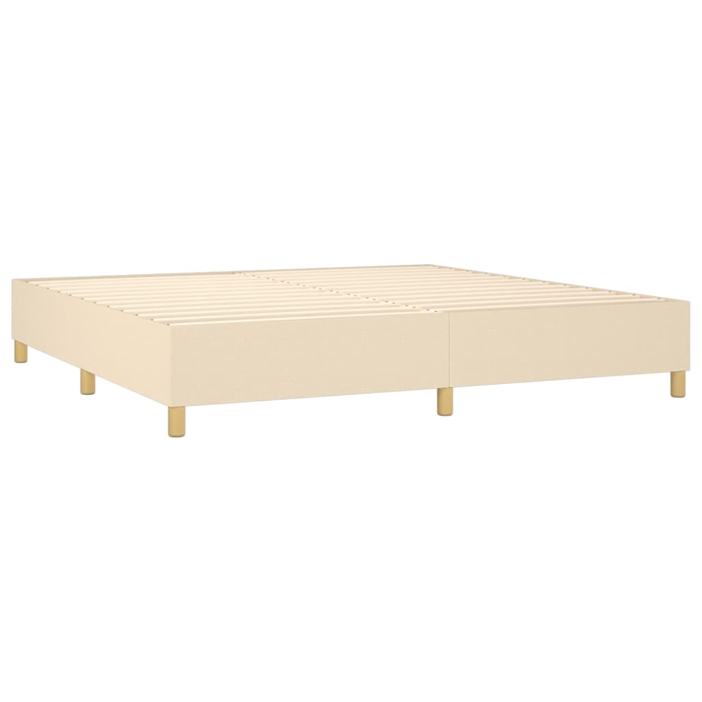 Cama Box Spring Colchón Y Luces Led Tela Crema 200x200 Cm / Vetonek_5