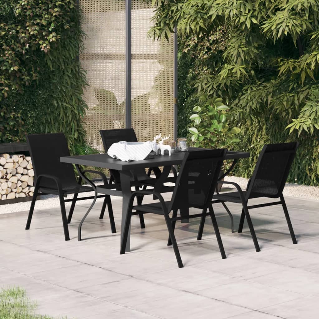 Juego De Comedor Para Jardín 5 Piezas Negro / Vetonek_5