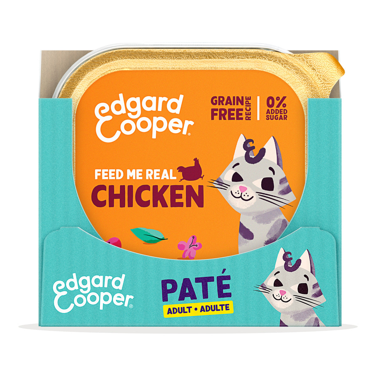 Ração húmida para gatos, patê, Edgard & Cooper, frango do campo, 85 g
