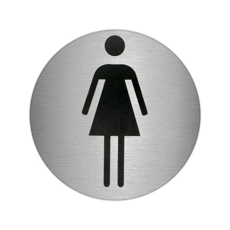 Placa Adhesiva Baño Mujer Acero Inoxidable Ø 7 Cm.