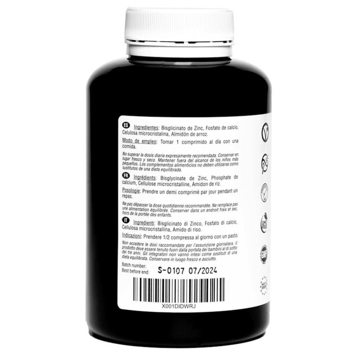 Bisglicinato de zinco 25 mg 400 comprimidos vegan Hivital
