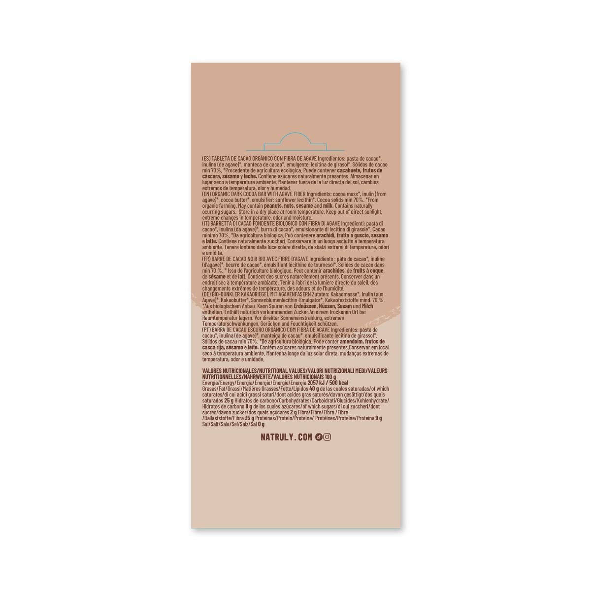 Tablete de chocolate negro Chocolicious BIO Natruly 85 g