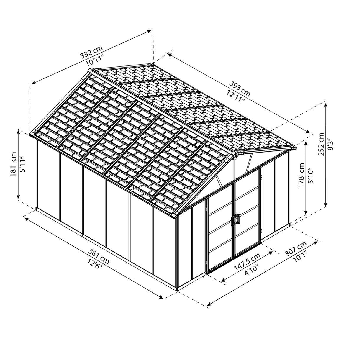 Telheiro de jardim Yukon 395x332x252 cm Canopia da Palram