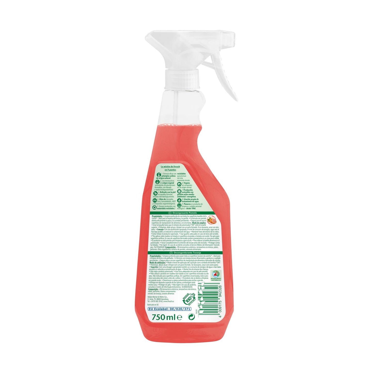 Embalagem de 10x Desengordurante Frosch Toranja