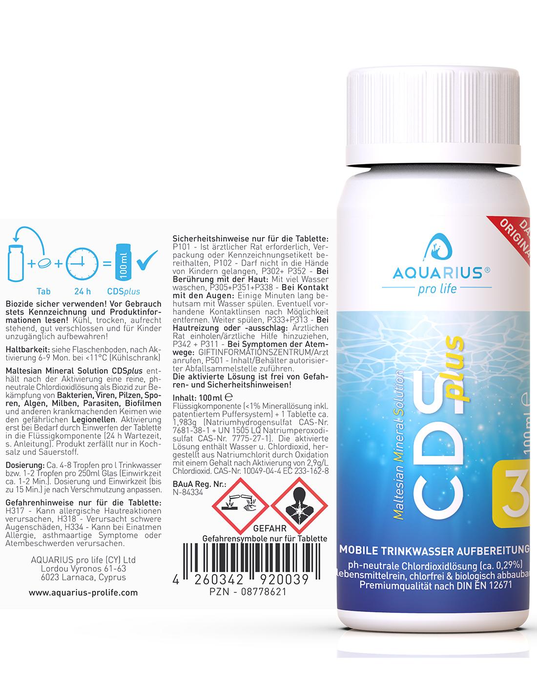 Aquarius Pro Life - Cdsplus | 100 Ml Solución Activable De Dióxido De Cloro