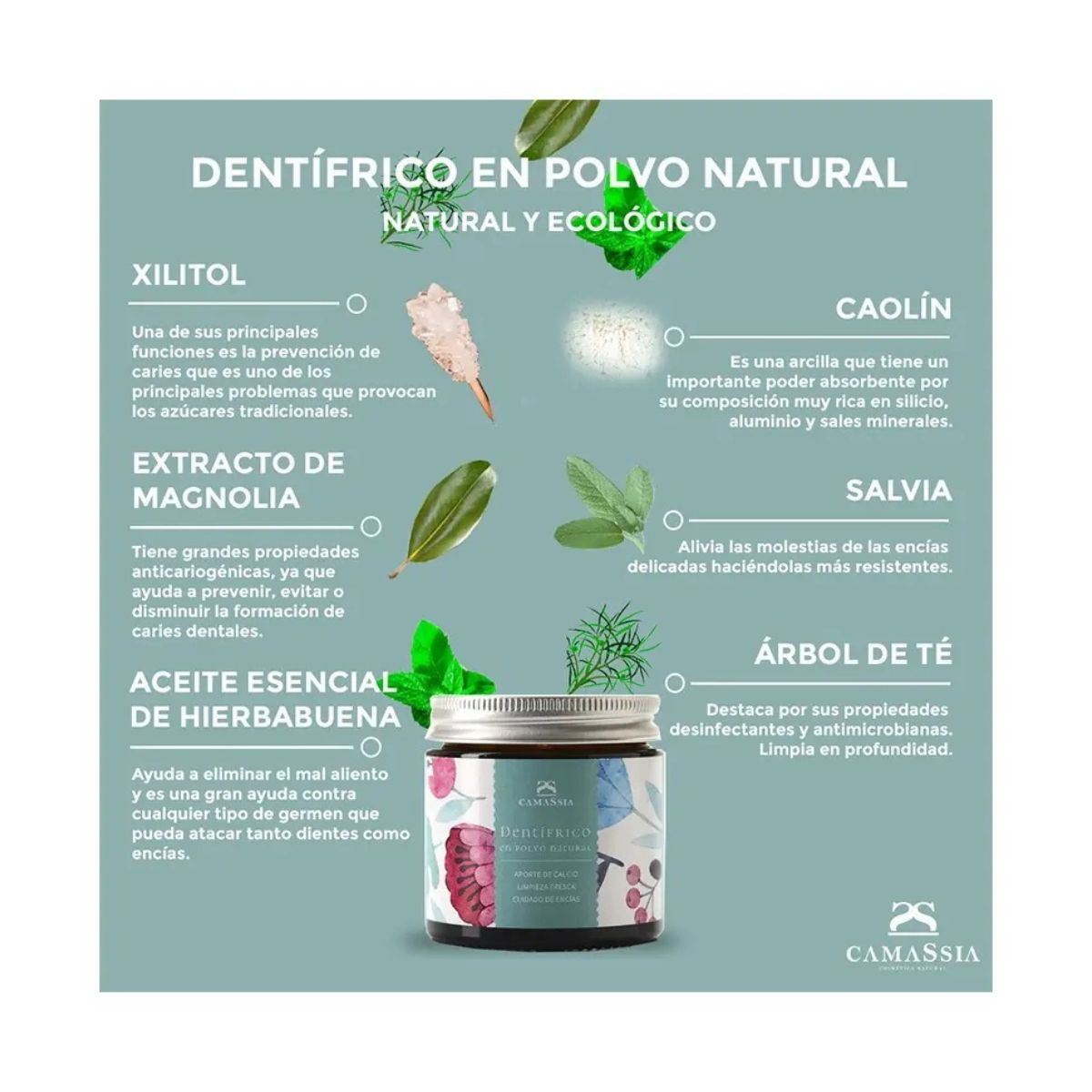 Pasta de dentes em pó natural, Camassia, 20 g