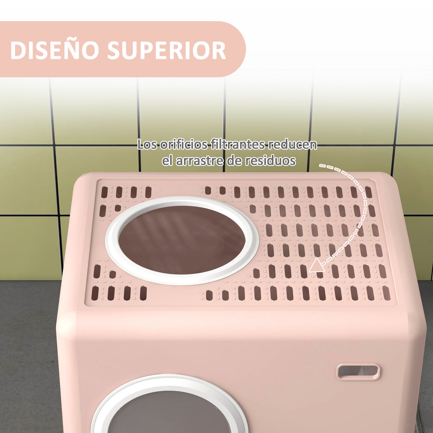 Pawhut Arenero Para Gatos Con Pala Bandeja Extraíble Puertas 52x41x38,5cm Rosa_5