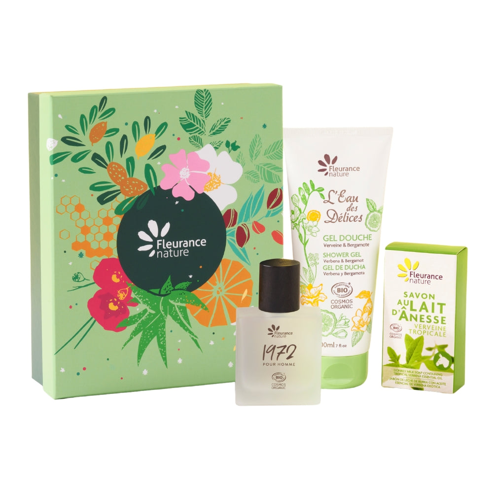 Cofre Hombre : Gel Ducha Verbena 200ml + Perfume Hombre 50ml + Jabón Leche Burra Verbena 100g_1