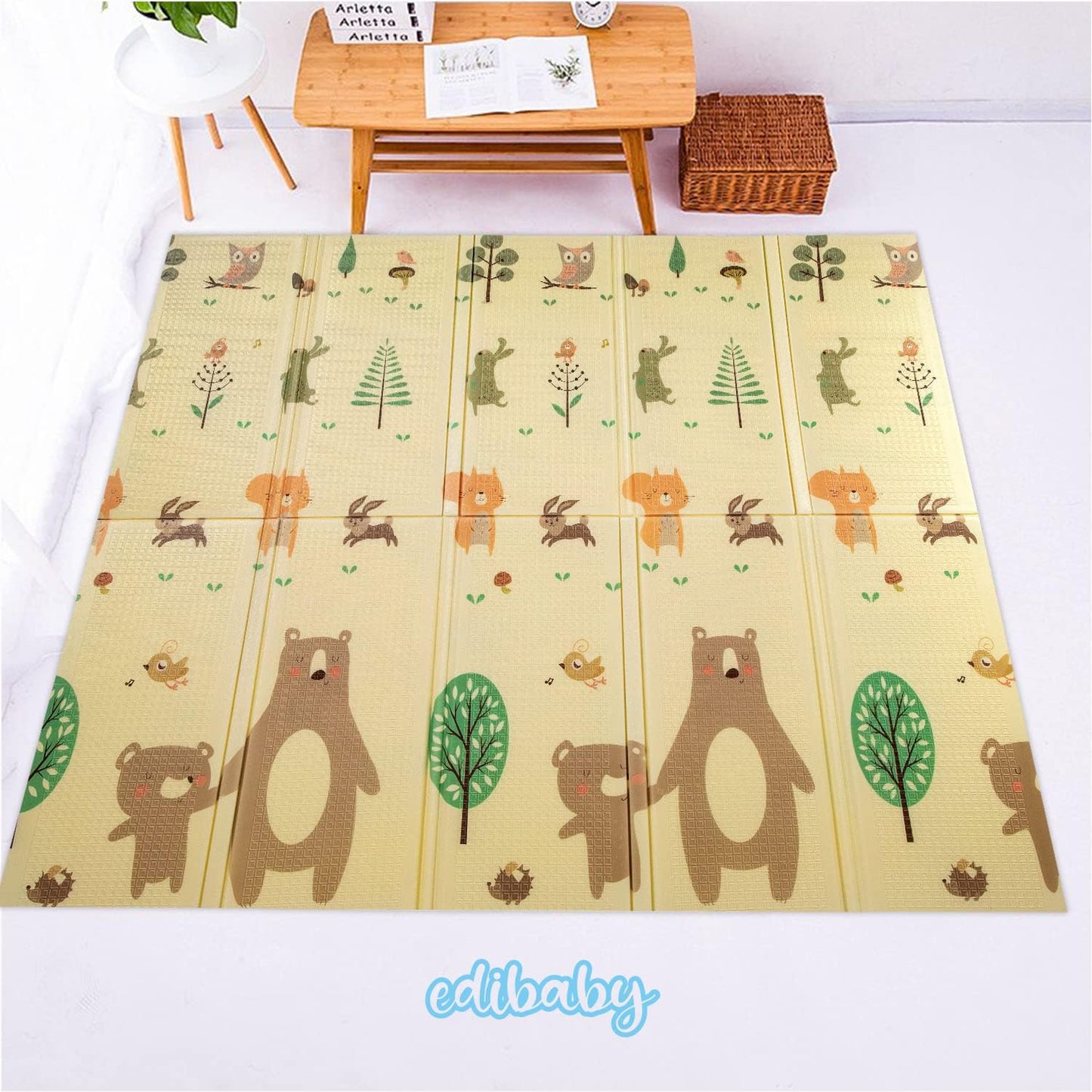 Alfombra Bebe, 1.5cm Grosor, Diseño Infantil, 200 X 180 Cm, Acolchada De Xpe, Reversible_5