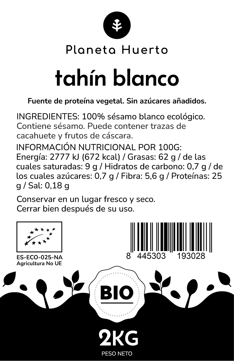 Sésamo Branco Biológico Tahin Planeta Huerto 2kg