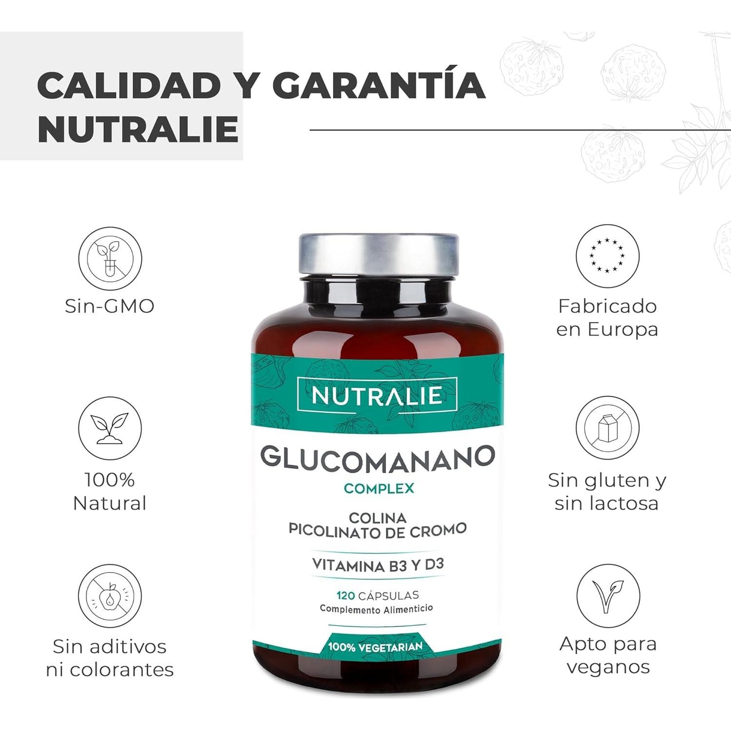 Nutralie Glucomannan com Colina + B3 + D3 Emagrecimento 120 cápsulas