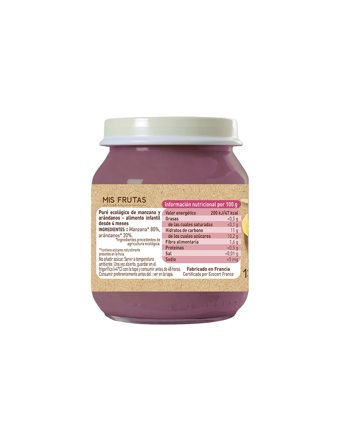 Pote de Maçã e Mirtilo Babybio 130g