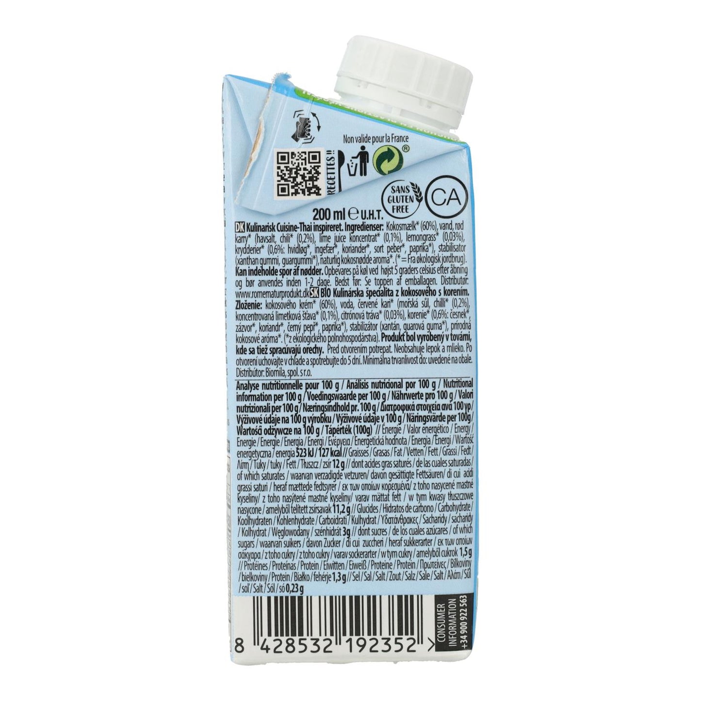 Creme Vegetal Ecomil Coco Thai Organic Cuisine, 200 ml