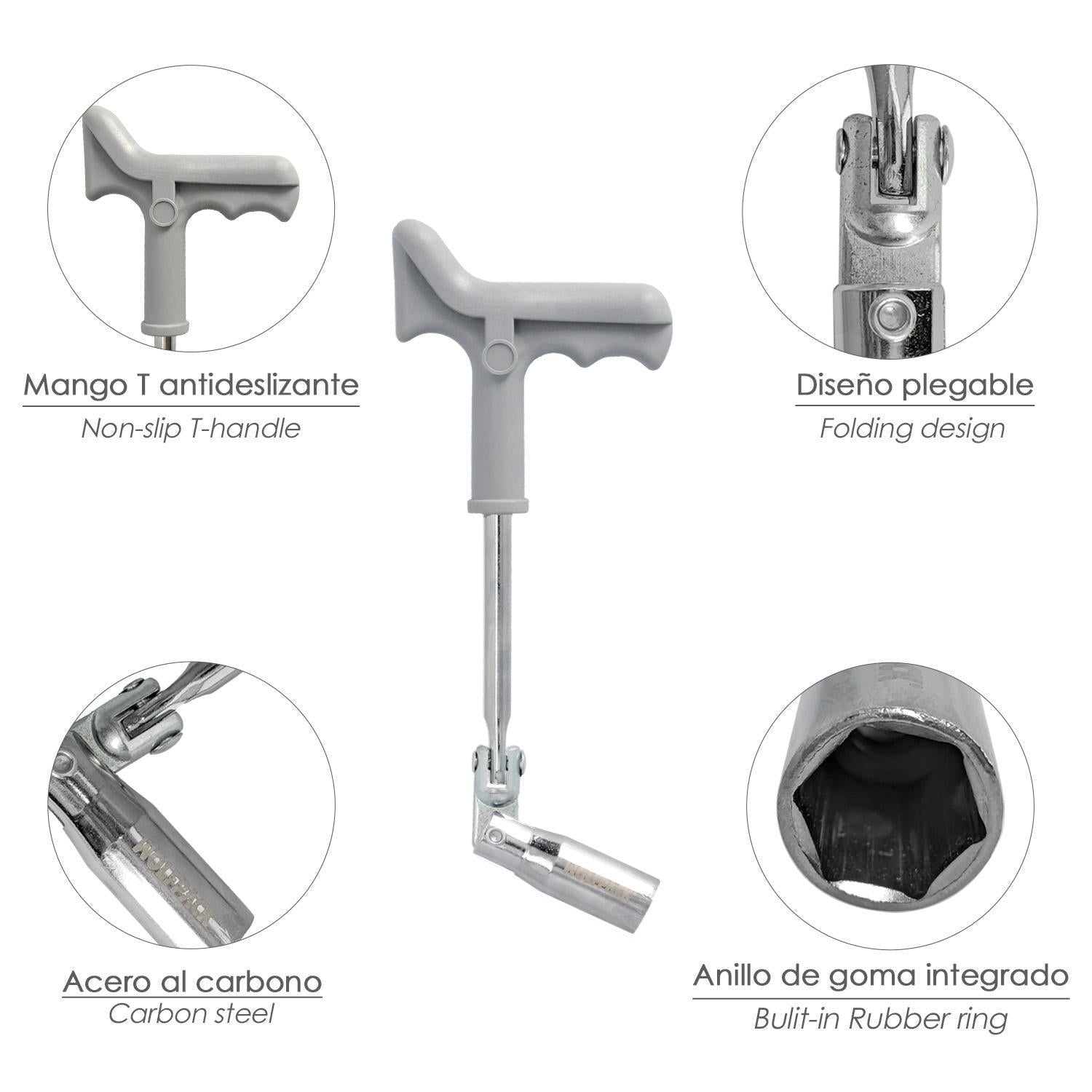 Llave Bujias Articulada 16 Mm. Con Mango T