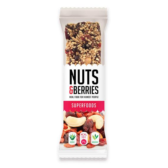 Barra de nozes e frutos vermelhos Superfoods 40g