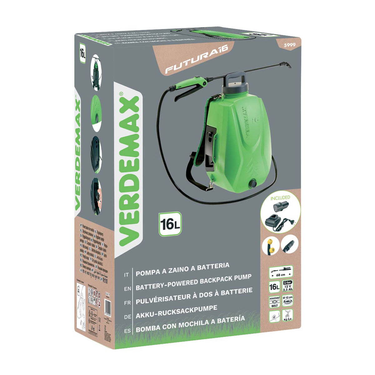 Pulverizador de mochila a pilhas Verdemax 16L