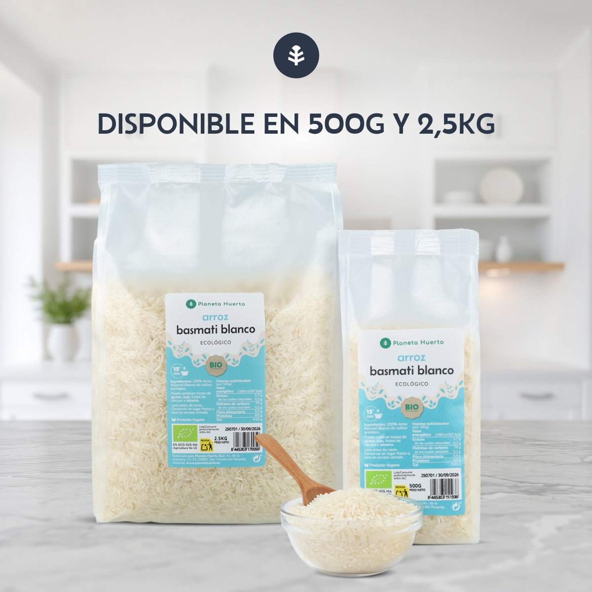 Arroz Basmati Branco Biológico Planeta Huerto 500 g