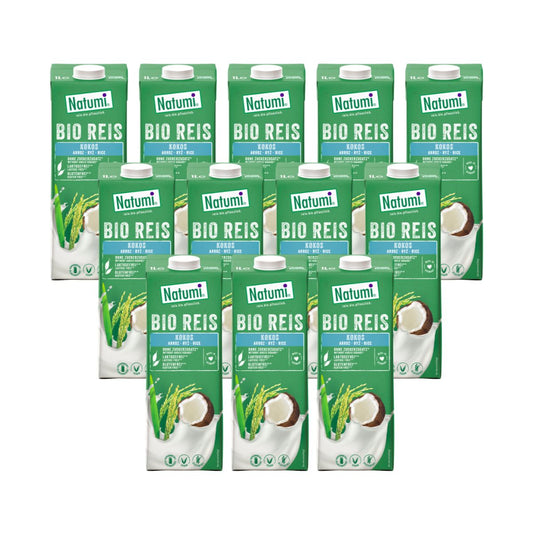 Pack de 12 Bebidas Biológicas de Coco e Arroz Natumi 1 L