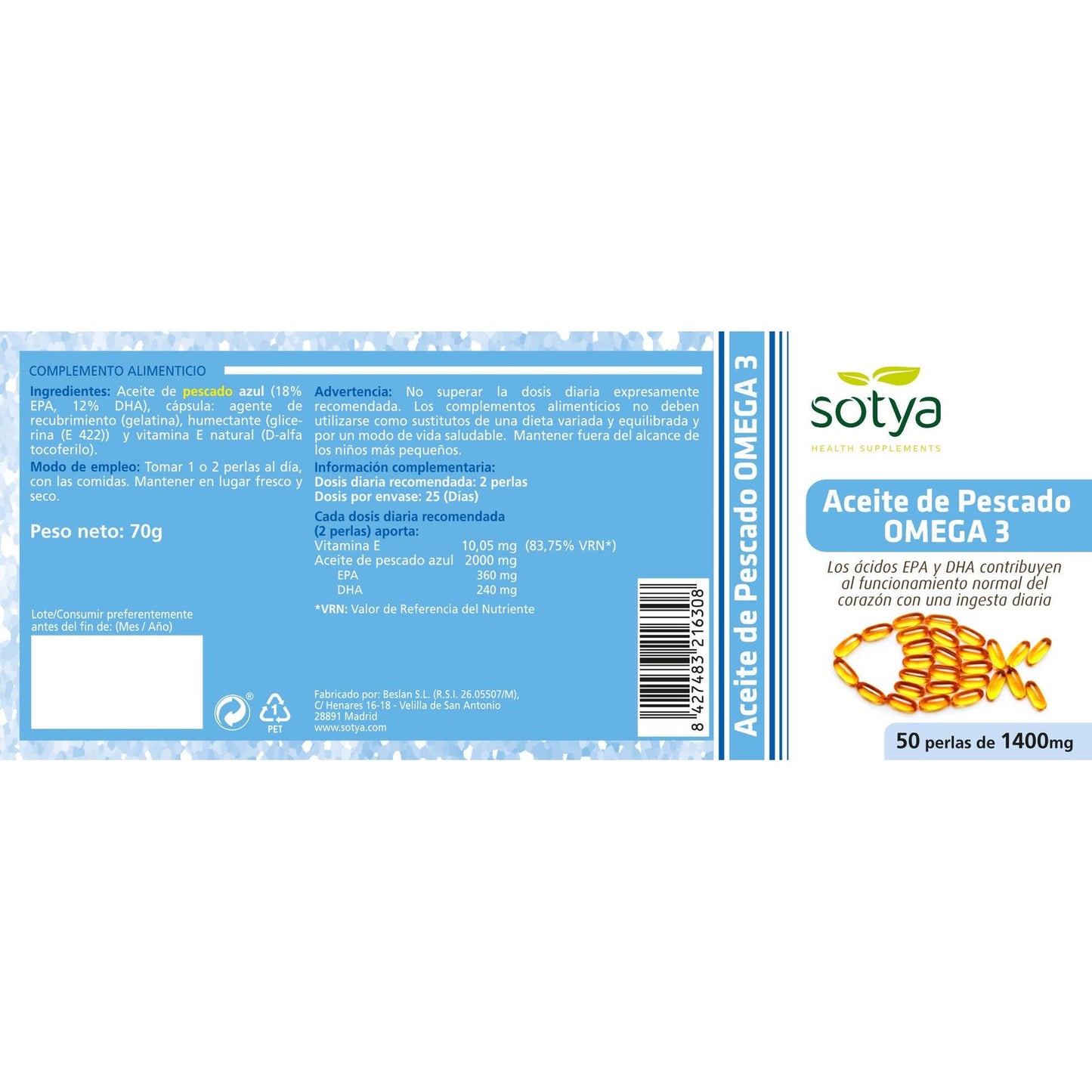Sotya Óleo de Peixe Ómega 3 50 Pérolas 1400 mg